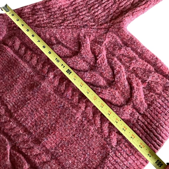 Universal Thread Cable Knit Sweater Mock Neck Size Large Red Orange Cozy Cropped - Picture 10 of 15